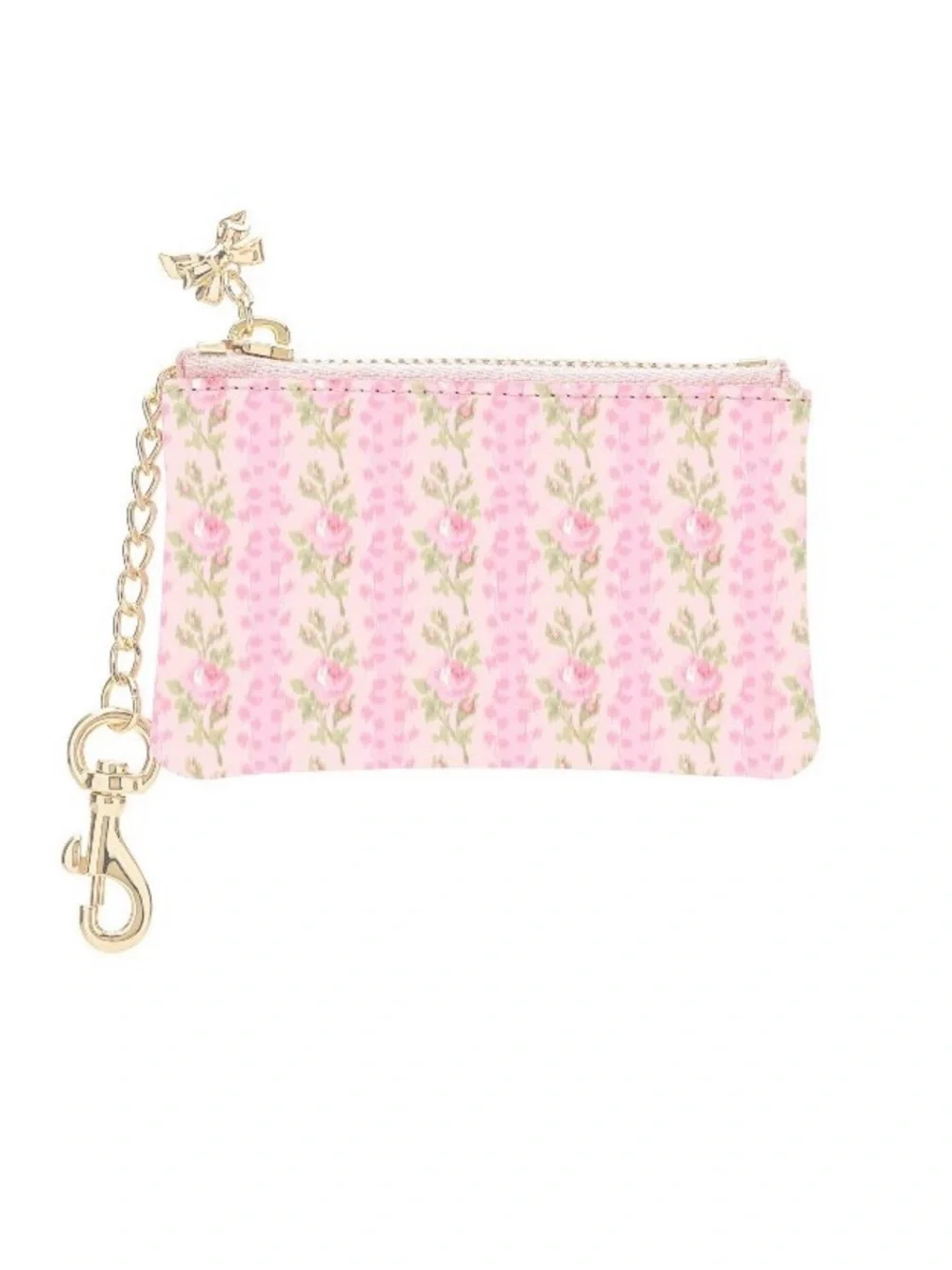 Pink Floral Zip Pouch Keychain wallet